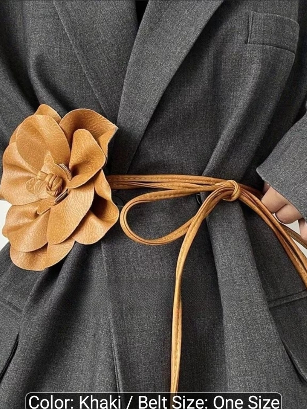 Women Big Decor Flower Waist /Rope/Belt For Wedding Dress(One Size, Khaki)